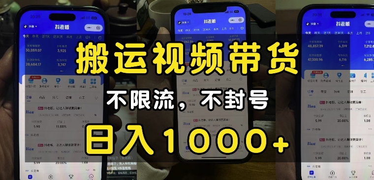 “小白必看”搬运视频带货玩法，不限流，不封号，纯自然流，日入1k|云雀资源分享