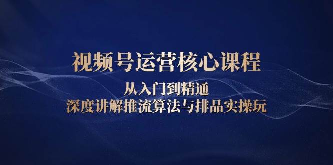 视频号运营核心课程，从入门到精通，深度讲解推流算法与排品实操玩|云雀资源分享