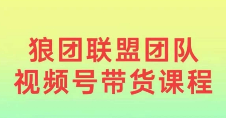狼团联盟2024视频号带货，0基础小白快速入局视频号|云雀资源分享