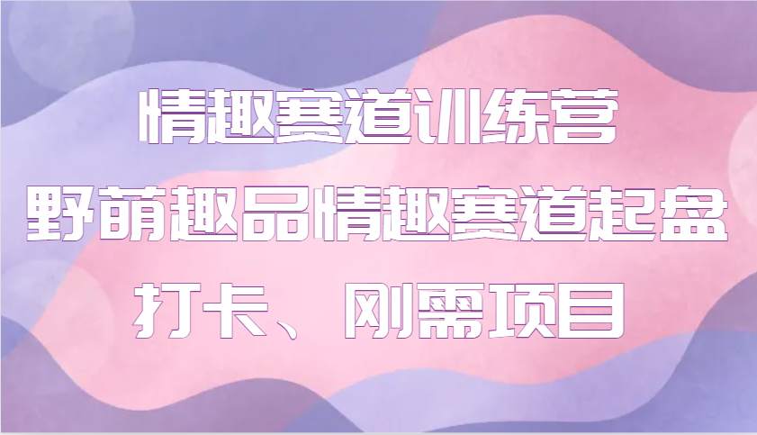 情趣赛道训练营 野萌趣品情趣赛道起盘打卡、刚需项目|云雀资源分享