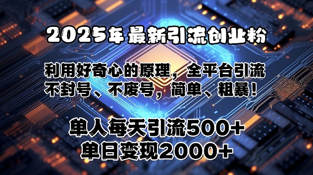 2025年最新引流创业粉，利用好奇心的原理，全平台引流，不封号、不废号，简单、粗暴|云雀资源分享