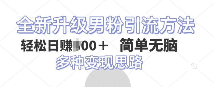 全新升级男粉引流方法，不需要真人出境，不需要你有才艺，二创风格 简单暴力|云雀资源分享