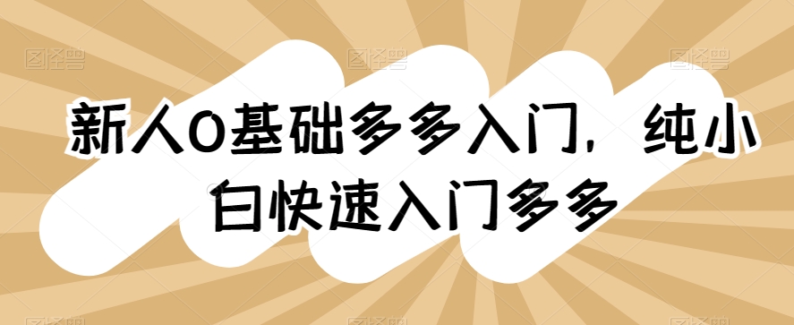 新人0基础多多入门，纯小白快速入门多多