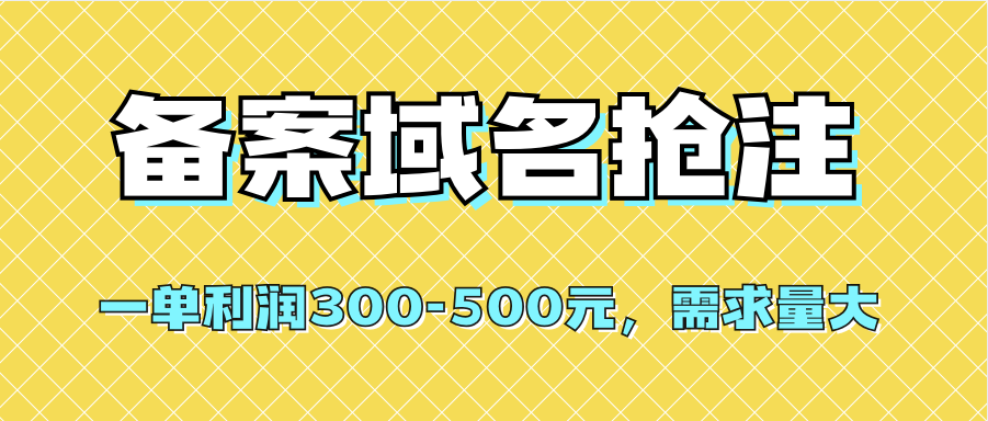 图片[1]-【独家首发】办理备案域名抢注，一单利润300-500元，市场需求旺盛
