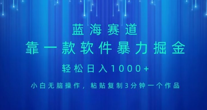蓝海项目，靠一款软件，暴力掘金日入1000 ，小白无脑操作