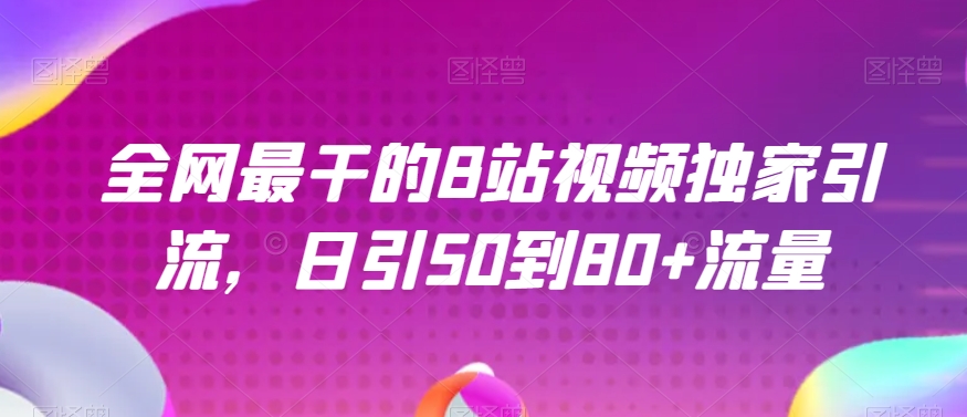 全网最干的B站视频独家引流，日引50到80 流量【揭秘】