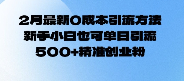 2月全新0成本费推广方法，新手入门也可以单日引流方法500 精确自主创业粉|云雀资源分享