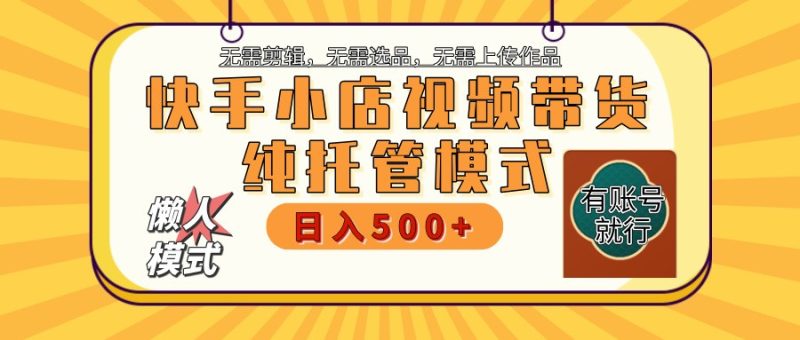 快手小店代运营公司躺着赚钱新项目 二八分为 持续稳定 最低月入3k|云雀资源分享