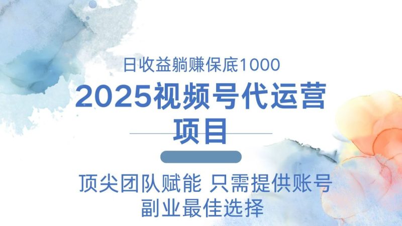 2025微信视频号代运营公司 日躺着赚钱1000+ 需要提供账户|云雀资源分享
