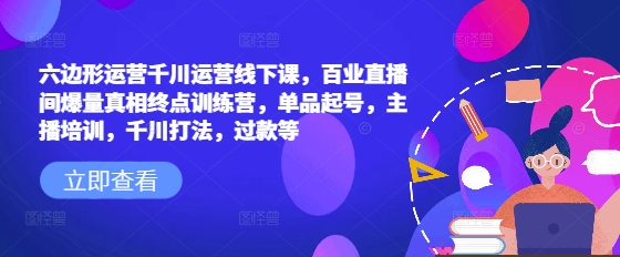六边形运营千川运营线下课，百业直播间爆量真相终点训练营，单品起号，主播培训，千川打法，过款等|云雀资源分享