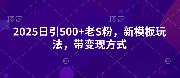 2025日引500 老S粉，新模板玩法，带变现方式