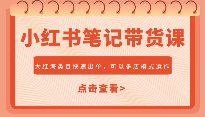 图片[1]|小红书笔记带货课，大红海类目快速出单，市场大，可以多店模式运作|云雀资源分享