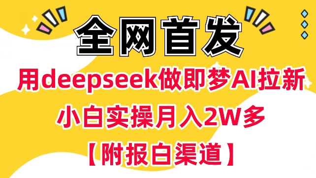 用deepseek做即梦Ai拉新 小白实操月入过W 【附报白渠道】