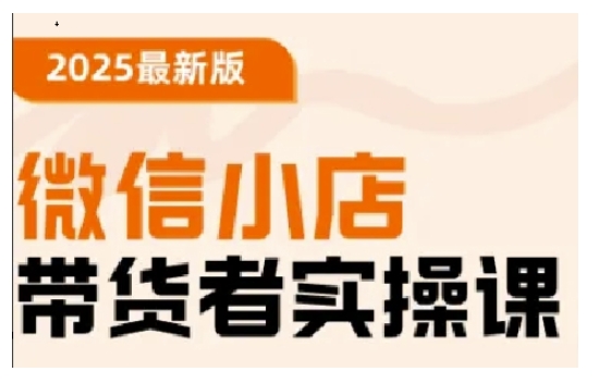 2025最新版微信小店带货者实操课，基础操作到高级运营技巧，快速上手|云雀资源分享