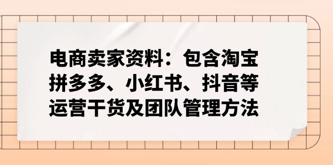 电商卖家资料：包含淘宝、拼多多、小红书、抖音等运营干货及团队管理方法|云雀资源分享