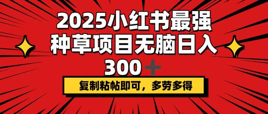 2025小红书最强种草项目，无脑日入300+，复制粘帖即可，多劳多得|云雀资源分享