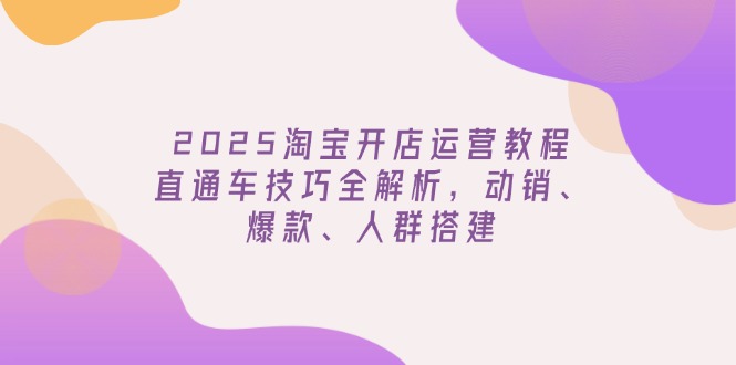 2025淘宝开店运营教程更新，直通车技巧全解析，动销、爆款、人群搭建|云雀资源分享