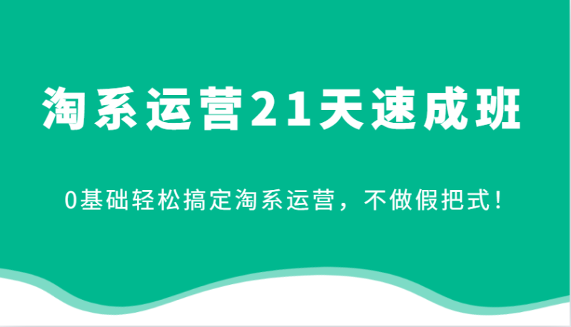 淘系运营21天速成班,0基础轻松搞定淘系运营,不做假把式!(更新)|云雀资源分享