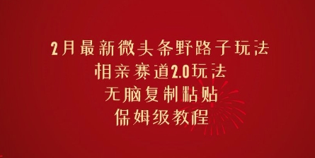 2月全新头条歪门邪道游戏玩法，相亲约会跑道2.0游戏玩法，没脑子拷贝，家庭保姆级实例教程|云雀资源分享