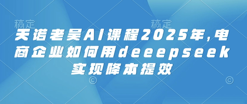 天诺老胡AI课程内容2025年，电子商务企业怎样用deeepseek完成降本提效|云雀资源分享