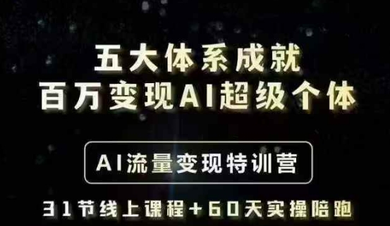 五大体系造就上百万转现AI超级个体- AI数据流量变现夏令营，一步一步教大家一个人怎么年收入百W|云雀资源分享