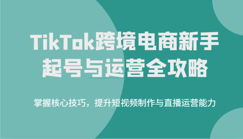 TikTok跨境电子商务初学者养号和运营攻略大全,掌握核心方法,提高小视频制作与抖音运营水平|云雀资源分享