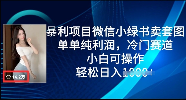 赚钱项目微信小绿书卖套图，仅仅净利润，小众跑道， 小白可实际操作，轻轻松松日入好几张|云雀资源分享