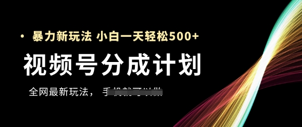 微信视频号分为方案，各大网站最暴力行为游戏玩法，初学者一天都可以轻松5张|云雀资源分享