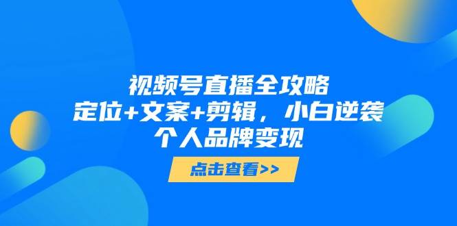 微信视频号直播间攻略大全，精准定位 创意文案 视频剪辑，新手逆转个人ip转现|云雀资源分享