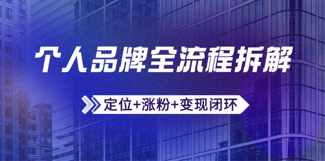 个人ip全过程拆卸：精准定位 增粉 转现闭环控制，微信生态圈运营与资源优化配置|云雀资源分享