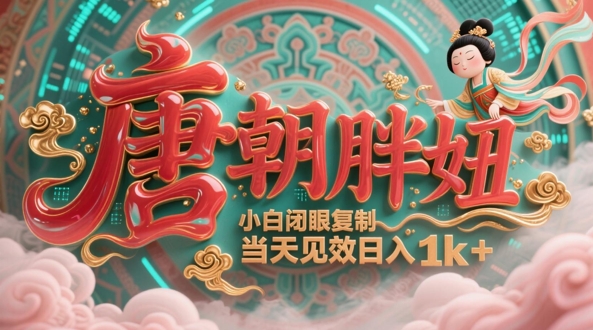 用AI复制“唐代肥妞”日更3条，服务平台玩命拉流，新手闭上眼拷贝，当日奏效，日入1k|云雀资源分享