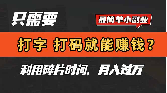 只需电脑打字，打码软件，也能赚钱？简单挣钱小副业，利用碎片时间，月入了万|云雀资源分享