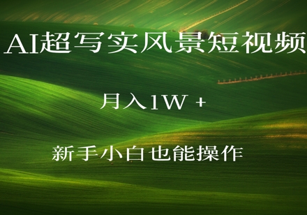 AI超写实风景短视频，月入1w，新手小白都能操作|云雀资源分享