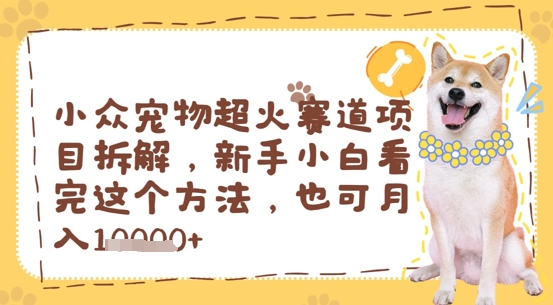 小众宠物超火赛道项目拆解，新手小白看完这个方法，也可月入过w|云雀资源分享