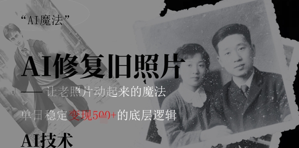 AI 魔法：让泛黄旧照变成朋友圈爆款视频，私域转化率提升50%，单日变现5张|云雀资源分享