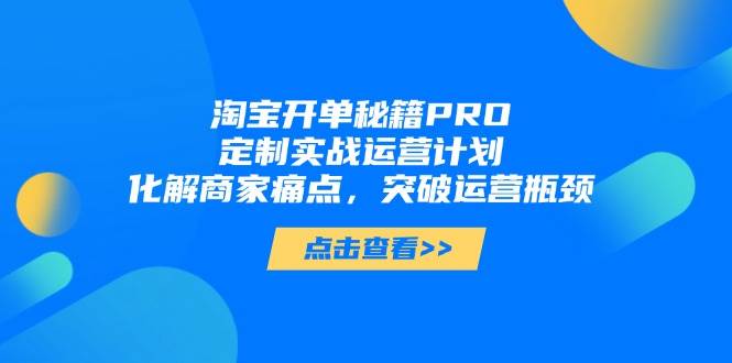 淘宝开单秘籍PRO，定制实战运营计划，化解商家痛点，突破运营瓶颈|云雀资源分享