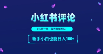小红书的评论区留言：一条0.5元，每日拷贝，新手入门也可以日入1张|云雀资源分享
