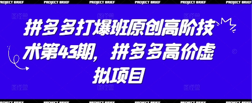拼多多平台打穿班原创设计高级技术性第43期，拼多多平台高价位虚拟资源项目|云雀资源分享