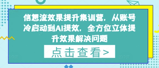 信息流广告实际效果提高训练营，从账户冷启到AI提质增效，全方位立体提高效果处理问题|云雀资源分享
