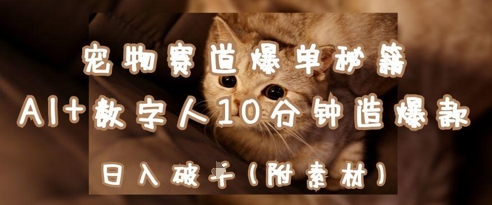 小宠物跑道打造爆款秘笈：AI 虚拟数字人10min造爆品，日入1k|云雀资源分享
