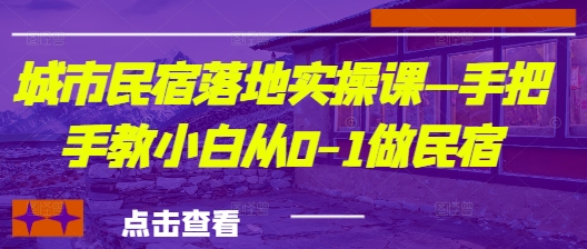 城市民宿落地式实操课—手把手的教新手从0-1做民宿客栈|云雀资源分享