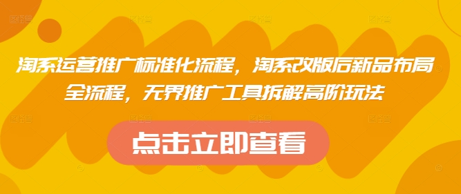 淘宝运营策划标准流程，淘宝改版后新产品合理布局全过程，无边推广方式拆卸高级游戏玩法|云雀资源分享