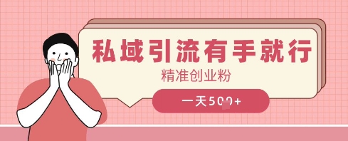 私域引流有手就行，日引500 精确自主创业粉|云雀资源分享