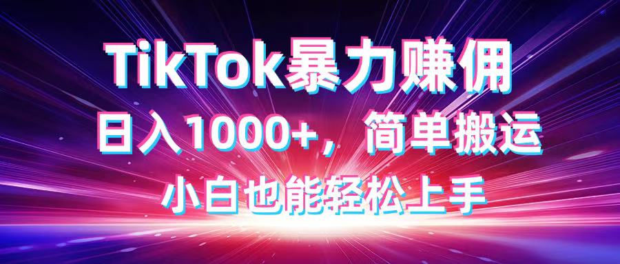 TikTok运送暴力行为赚佣，日入1000 ，简易运送，新手也可以快速上手|云雀资源分享