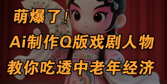 用Ai制做Q版戏曲人物，教你如何弄懂中老年人经济发展，5min一个制成品，多种渠道转现|云雀资源分享
