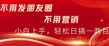 无需发朋友，无需市场销售，无需经常添加好友，每日15min，日入一两百|云雀资源分享