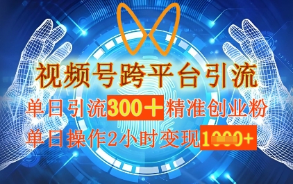 微信视频号跨平台推广，单日实际操作2钟头，单日引流方法300 精确自主创业粉，单日转现多张|云雀资源分享