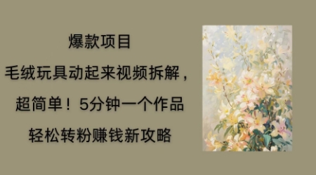 毛绒娃娃运动起来新项目拆卸，三四分钟一个作品，轻轻松松路转粉赚钱新模式|云雀资源分享