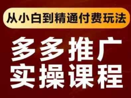 拼多多推广实操课程，从小白到熟练付钱游戏玩法|云雀资源分享