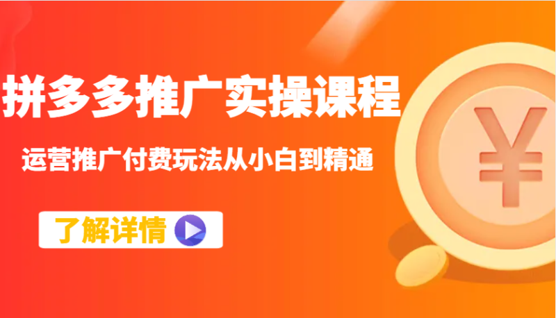 拼多多推广实操课程:运营推广付费玩法从小白到精通|云雀资源分享